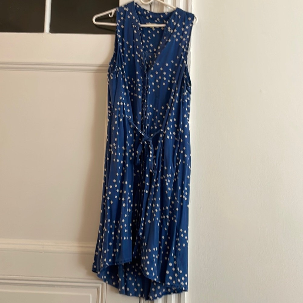 Blue polka dot 90s inspired dress.
